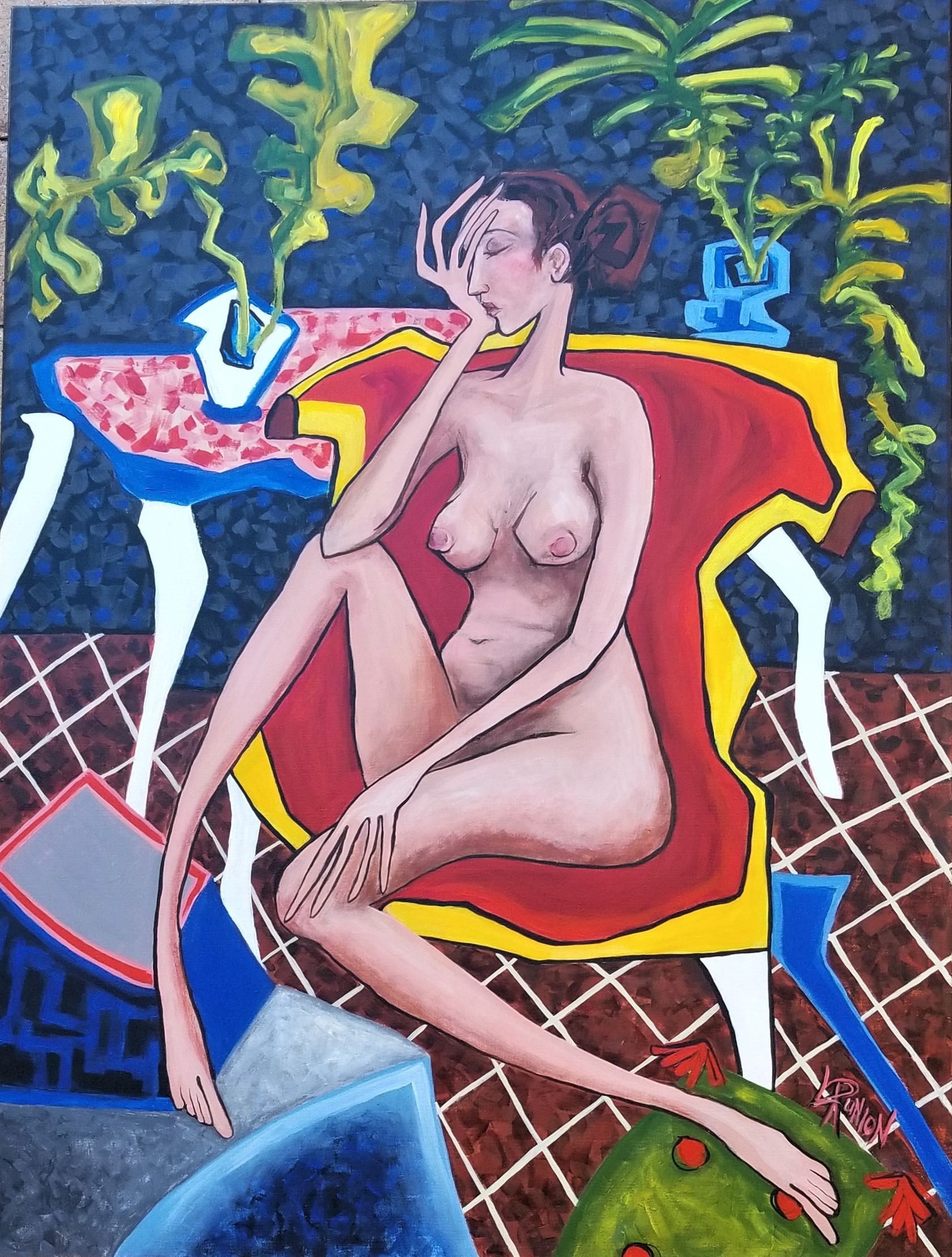 RED CHAIR WITH SEATED NUDE